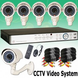 6 CCTV Jin Cameras with 8 Channel Standalone DVR