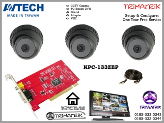 3 Dome CCTV With PC Based DVR Package